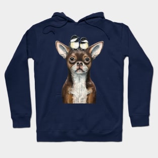 "Chihuahua & Chickadees" - Topped Dogs collection Hoodie